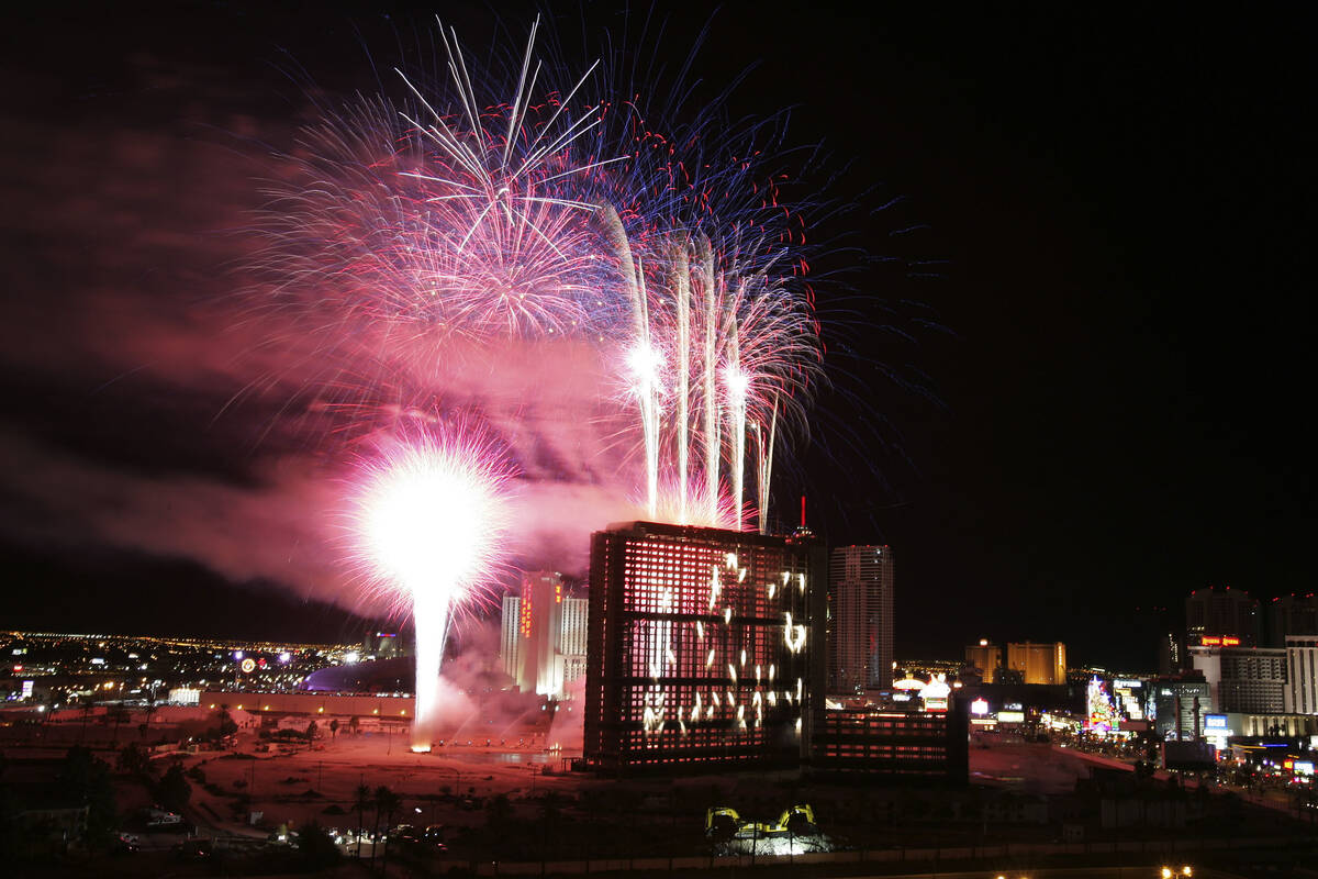 Fireworks signal the countdown to the Stardust implosion March 13, 2007. (Review-Journal files)