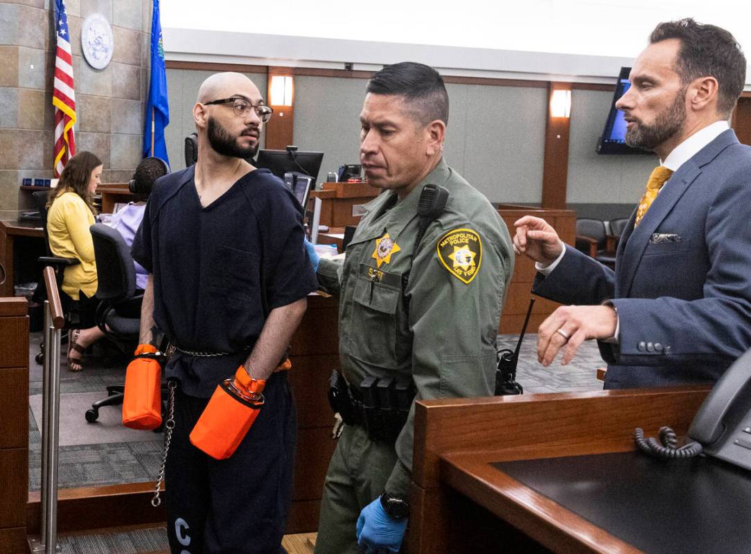 Joel Nunez Cruz is escorted out of the courtroom after his sentencing at the Regional Justice C ...