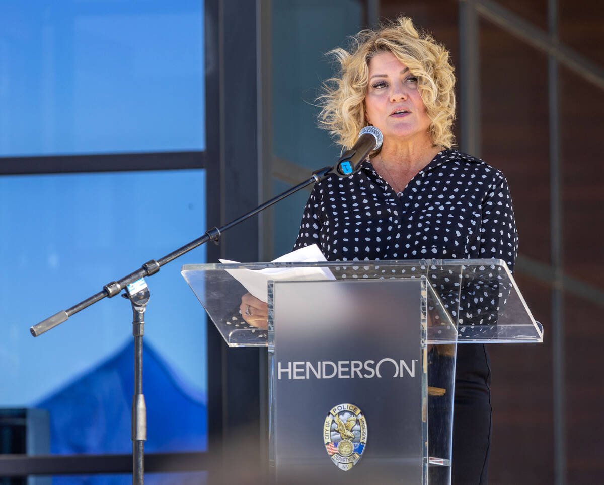 Henderson Mayor Michelle Romero speaks during the grand opening ceremonies and open house of th ...