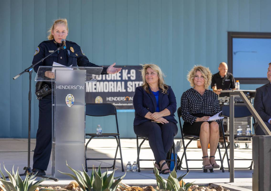 Henderson Police Chief Hollie Chadwick speaks during the grand opening ceremonies and open hous ...