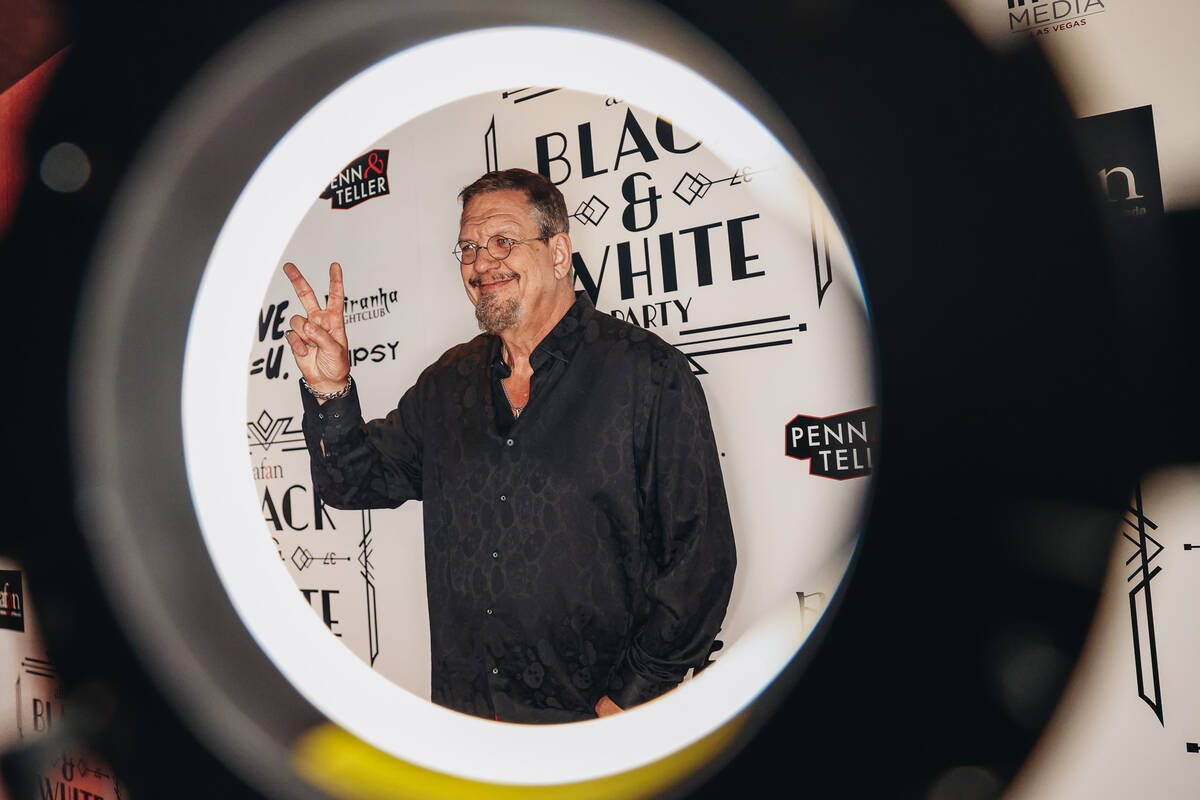 Magician Penn Jillette poses for photographs during the annual AFAN Black and White Party at Pa ...