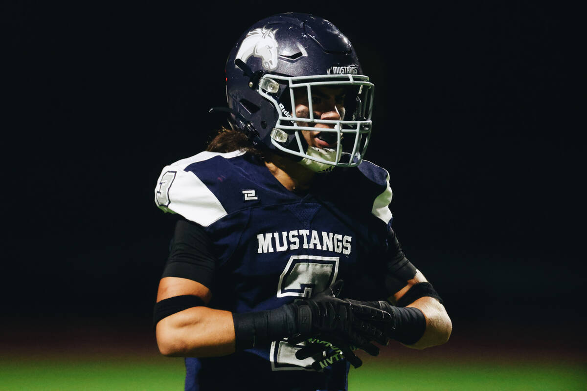 Shadow Ridge free safety Ula Cox (3) readies himself on the field during a game against Arbor V ...