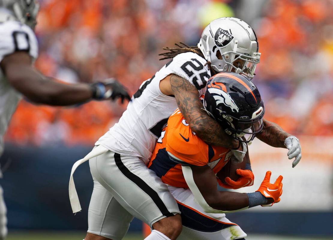 before the start of an NFL game on Sunday, Sept. 10, 2023, at the Empower Field at Mile High st ...