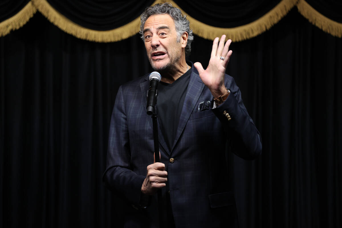 Brad Garrett talks to the audience during his show at Brad Garrett’s Comedy Club at the MGM G ...