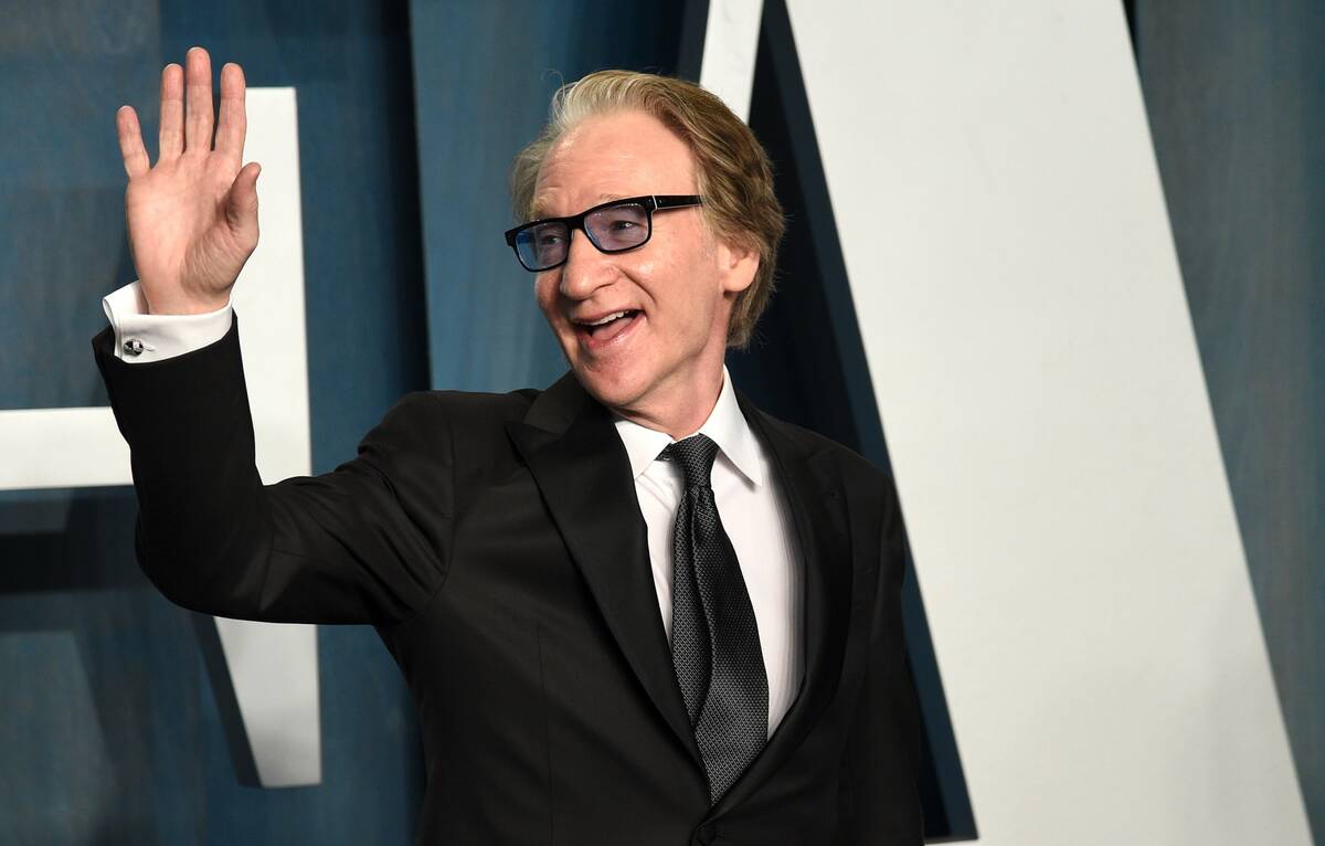 Bill Maher arrives at the Vanity Fair Oscar Party on Sunday, March 27, 2022, at the Wallis Anne ...