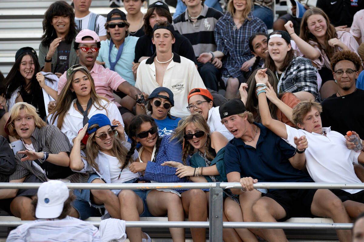 The student section plays “jello” during the first half of a high school football ...