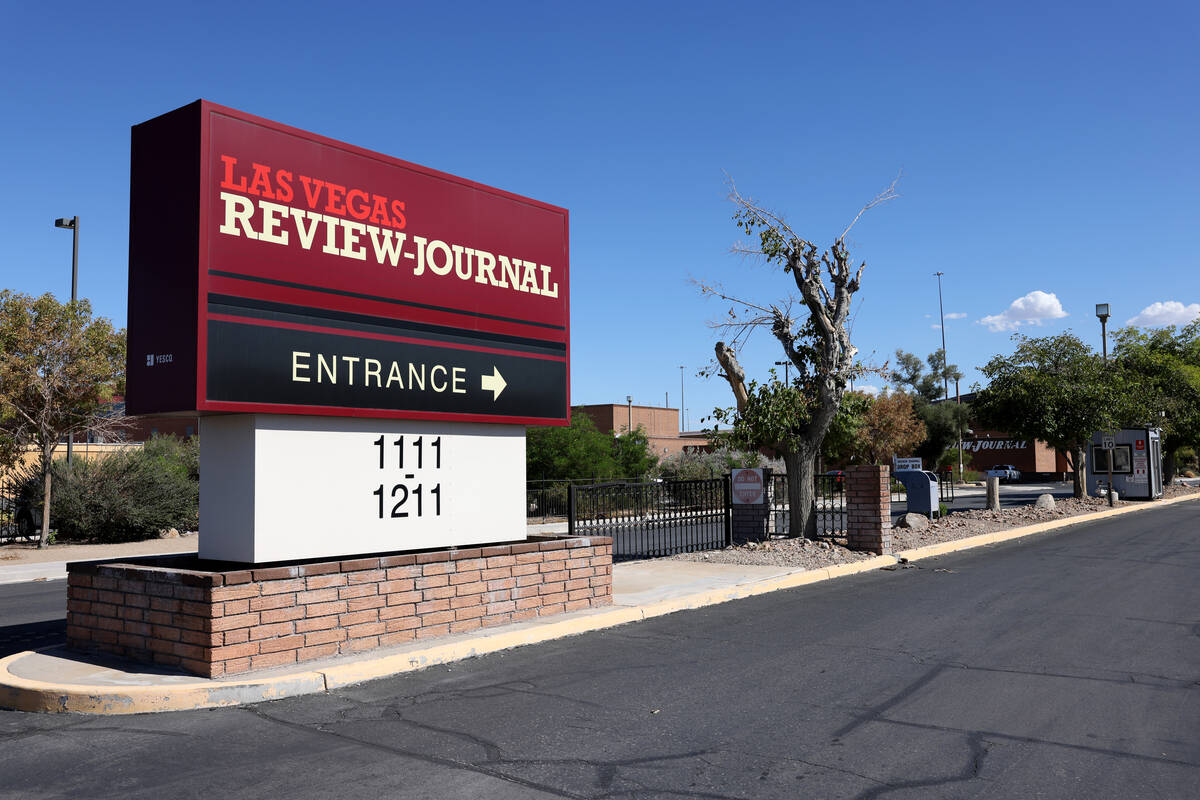 The entrance to the Las Vegas Review-Journal campus is shown on Aug. 14, 2023. (K.M. Cannon/Las ...