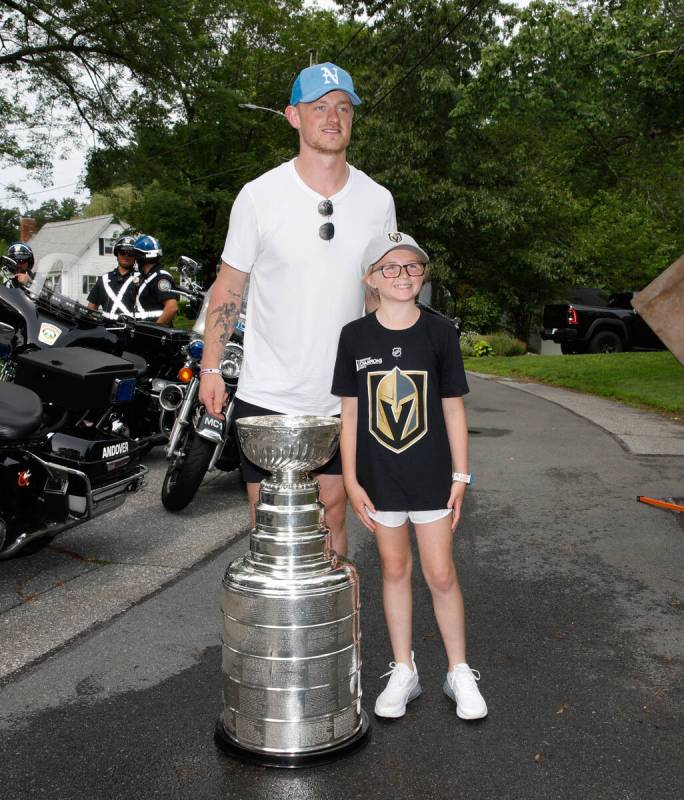 Jack Eichel of the Vegas Golden Knights during his day with the Stanley Cup on July 14, 2023, i ...