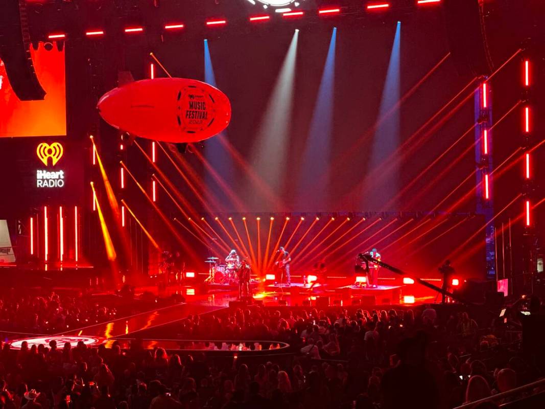 With the omnipresent, branded blimp overhead, Miguel performs at the first night of iHeartRadio ...