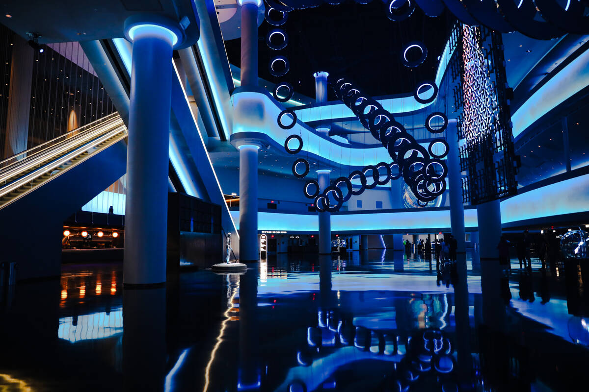 Th atrium inside The Sphere in Las Vegas, Thursday, Sept. 28, 2023. The spherical entertainment ...