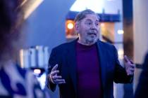 Jim Dolan, CEO of Sphere Entertainment Co., addresses the media during a tour of the atrium ins ...