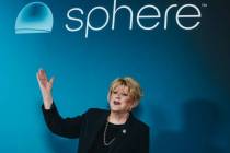 Las Vegas Mayor Carolyn Goodman speaks about the Sphere’s opening night while outside of the ...