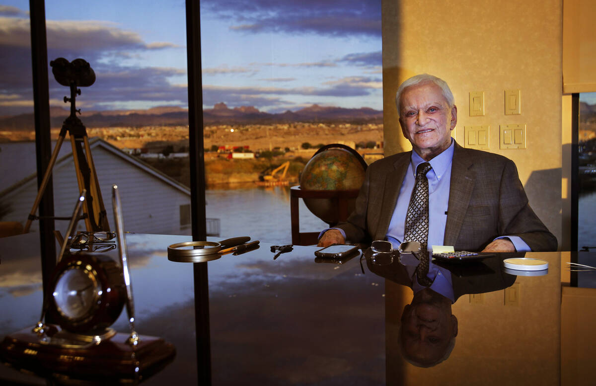 American gambling entrepreneur and hotelier Don Laughlin poses for a portrait in his office at ...