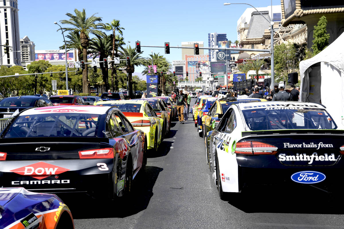 NASCAR Parade and Burnouts on the Las Vegas Strip. Thursday, September 13, 2018. (Glenn Pinker ...