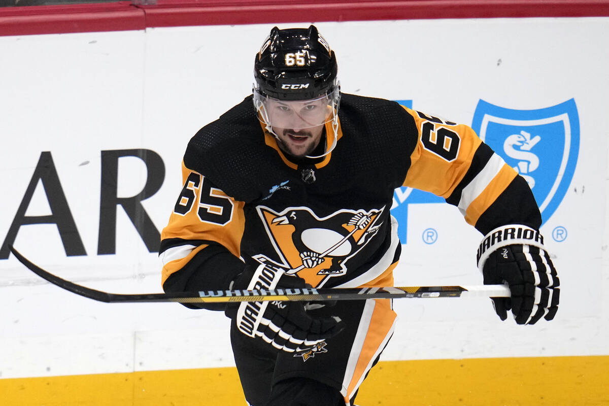 Pittsburgh Penguins' Erik Karlsson skates during the first period of a preseason NHL hockey gam ...