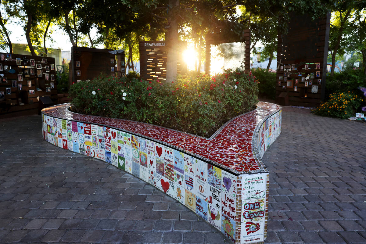 The 1 October Las Vegas Community Healing Garden is shown in downtown Las Vegas on Wednesday, S ...