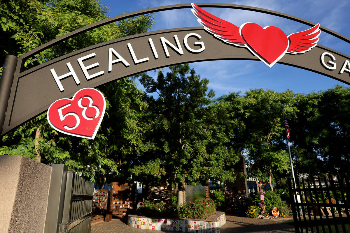 The 1 October Las Vegas Community Healing Garden is shown in downtown Las Vegas on Wednesday, S ...