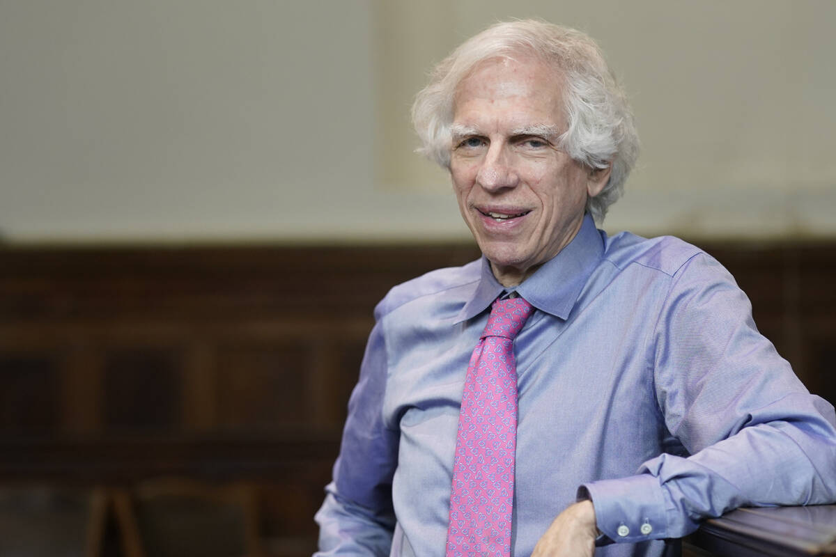 Judge Arthur Engoron poses for a picture in his courtroom in New York, Thursday, Sept. 28, 2023 ...