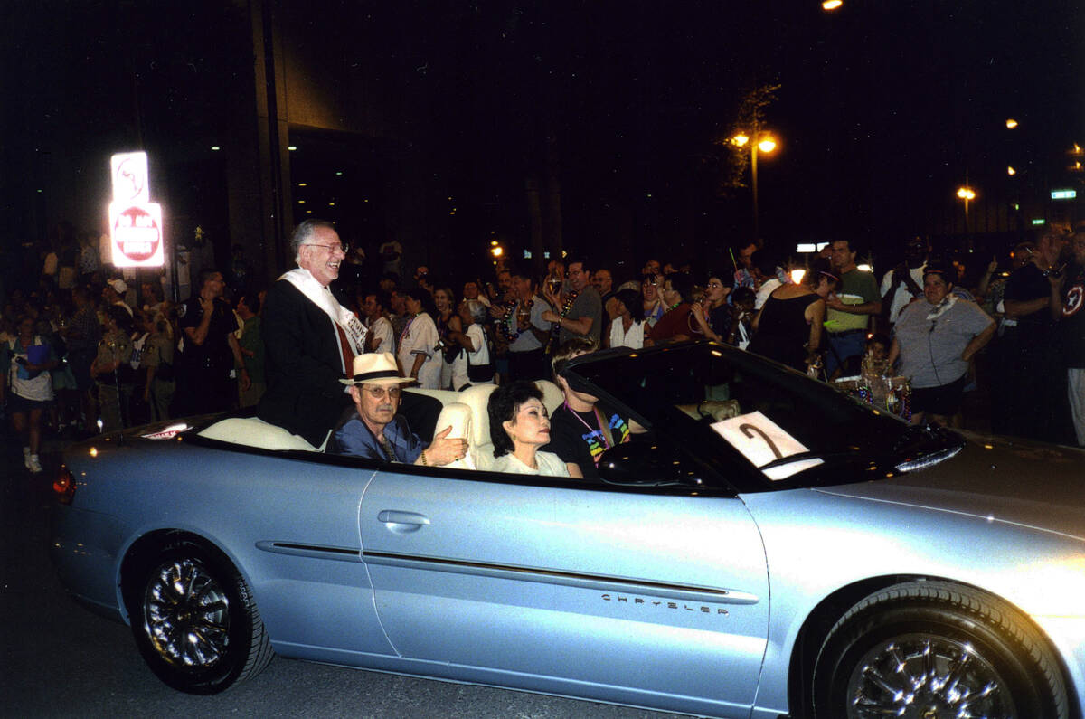 Mayor Oscar Goodman, top/left, served as Grand Marshal for Las Vegas Pride’s first night ...