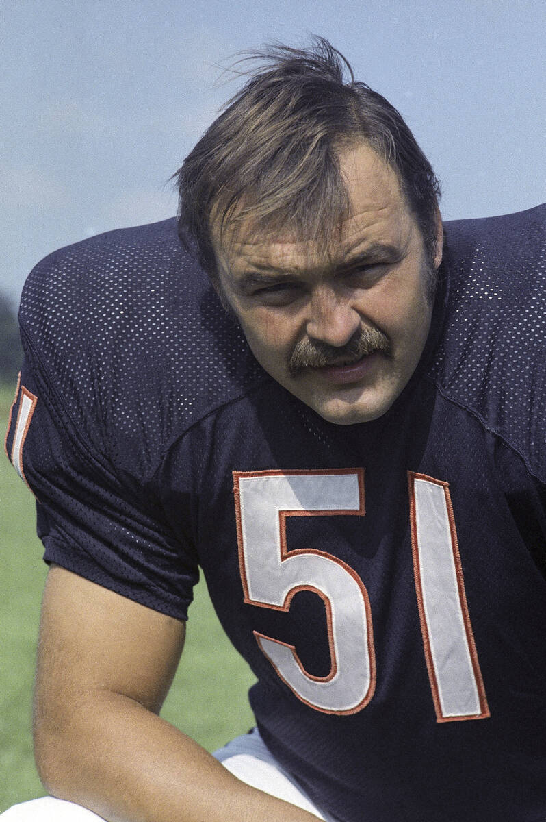 Chicago Bears linebacker Dick Butkus poses for a photo in 1973. (AP Photo, File)