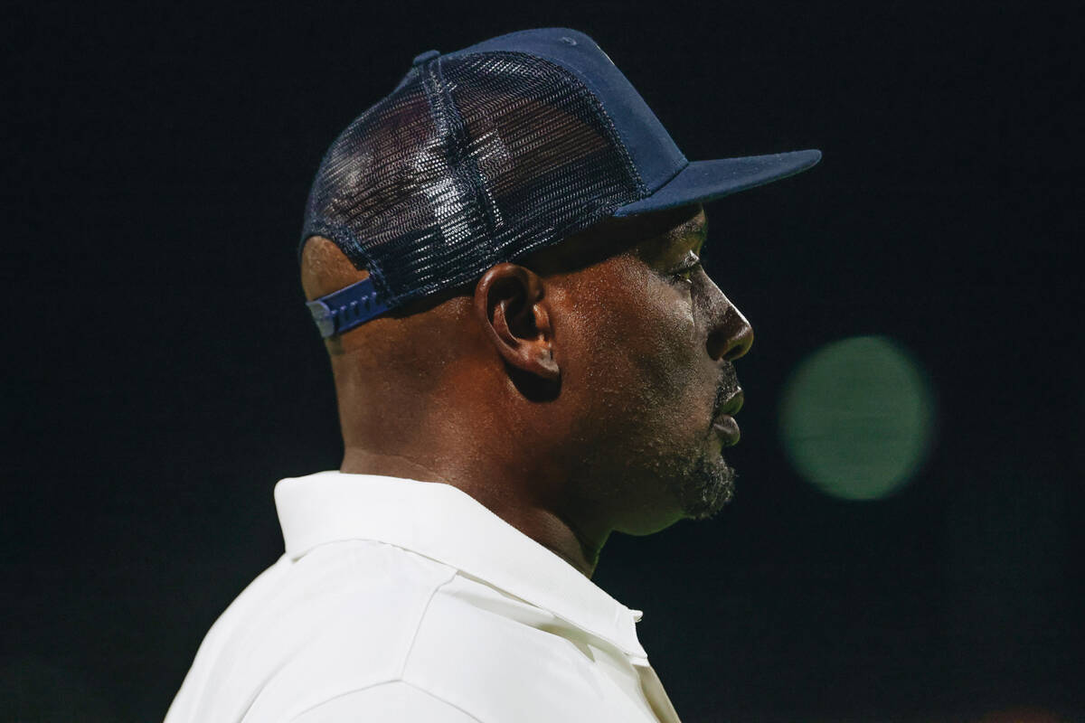 Foothill head coach Vernon Brown watches game action between Foothill and Green Valley at Footh ...