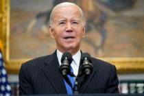 FILE - President Joe Biden speaks about the September jobs report in the Roosevelt Room of the ...