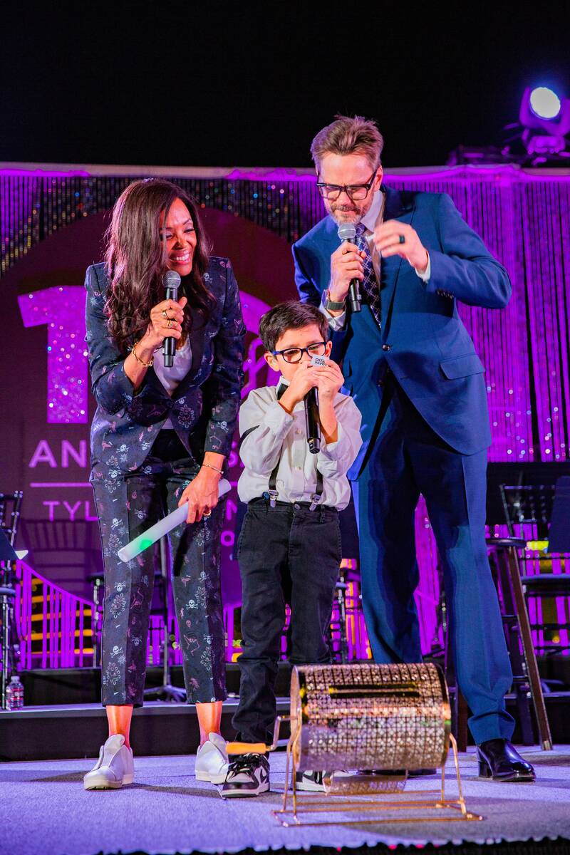 Aisha Tyler, "Super" Benji Sanchez and Joel McHale are shown at the "Rise Up" gala benefitting ...