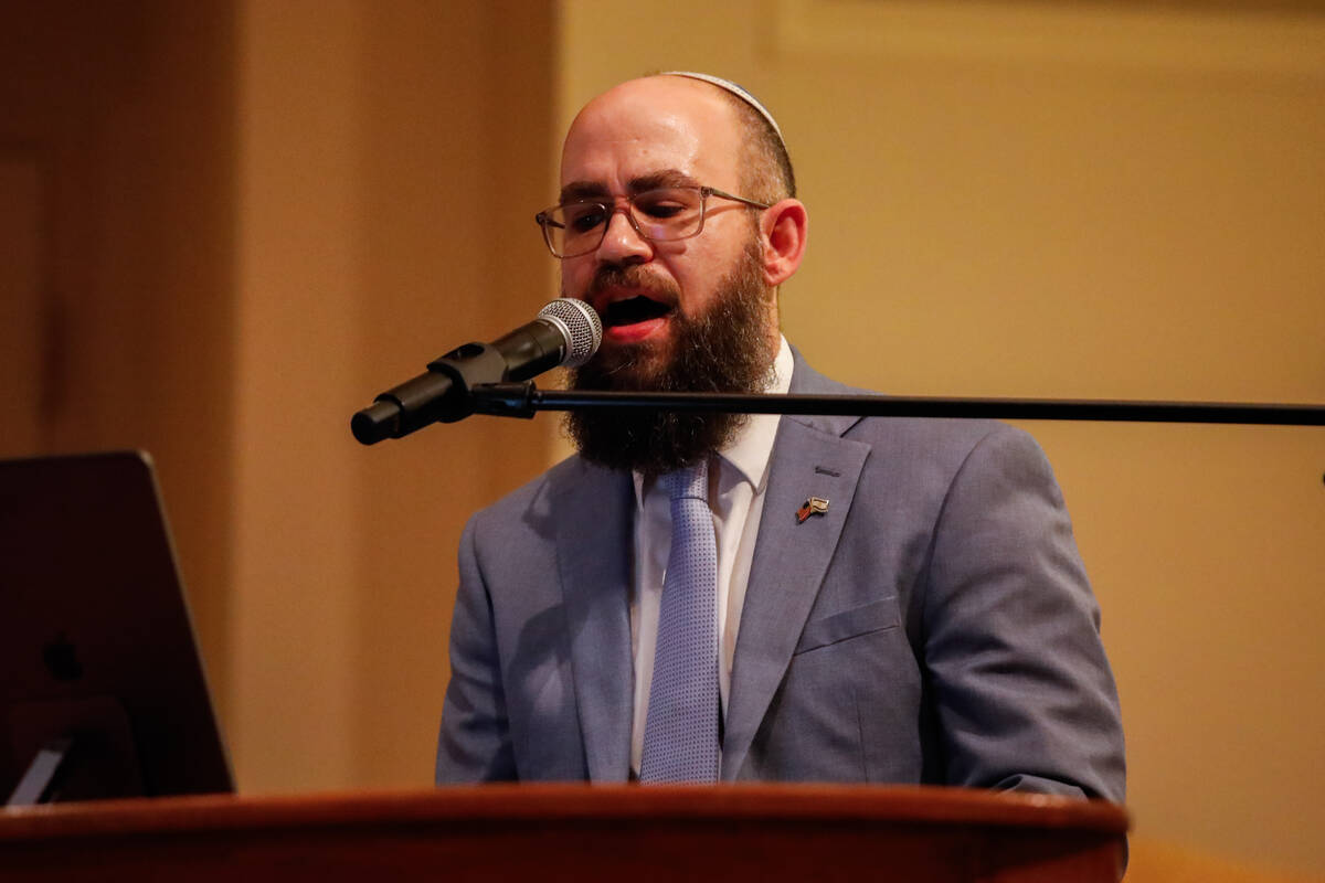 DJ Sinai leads Jewish Nevadans in Hatikvah to show support for Israel at a community gathering ...