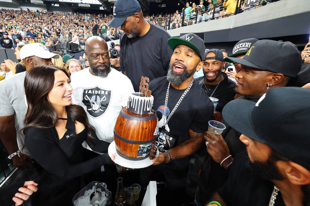 Former Raiders star Charles Woodson hosts his birthday party at Wynn Field Club at Allegiant St ...