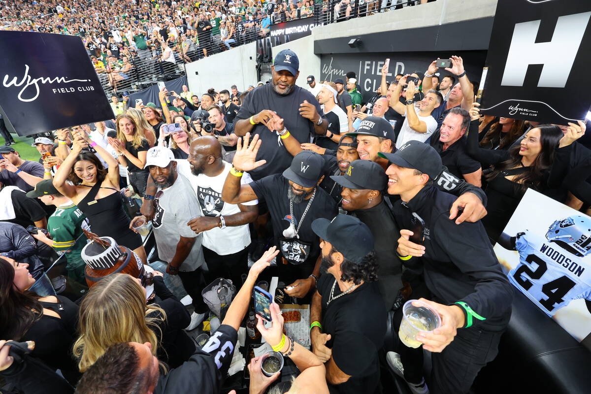 Former Raiders star Charles Woodson hosts his birthday party at Wynn Field Club at Allegiant St ...