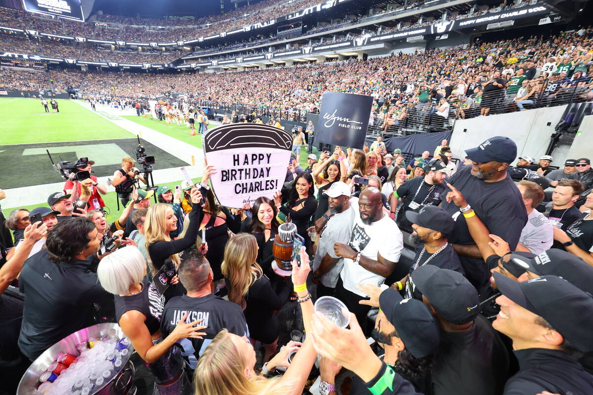 The scene at Wynn Field Club at Allegiant Stadium at Allegiant Stadium as ex-Raiders great cele ...