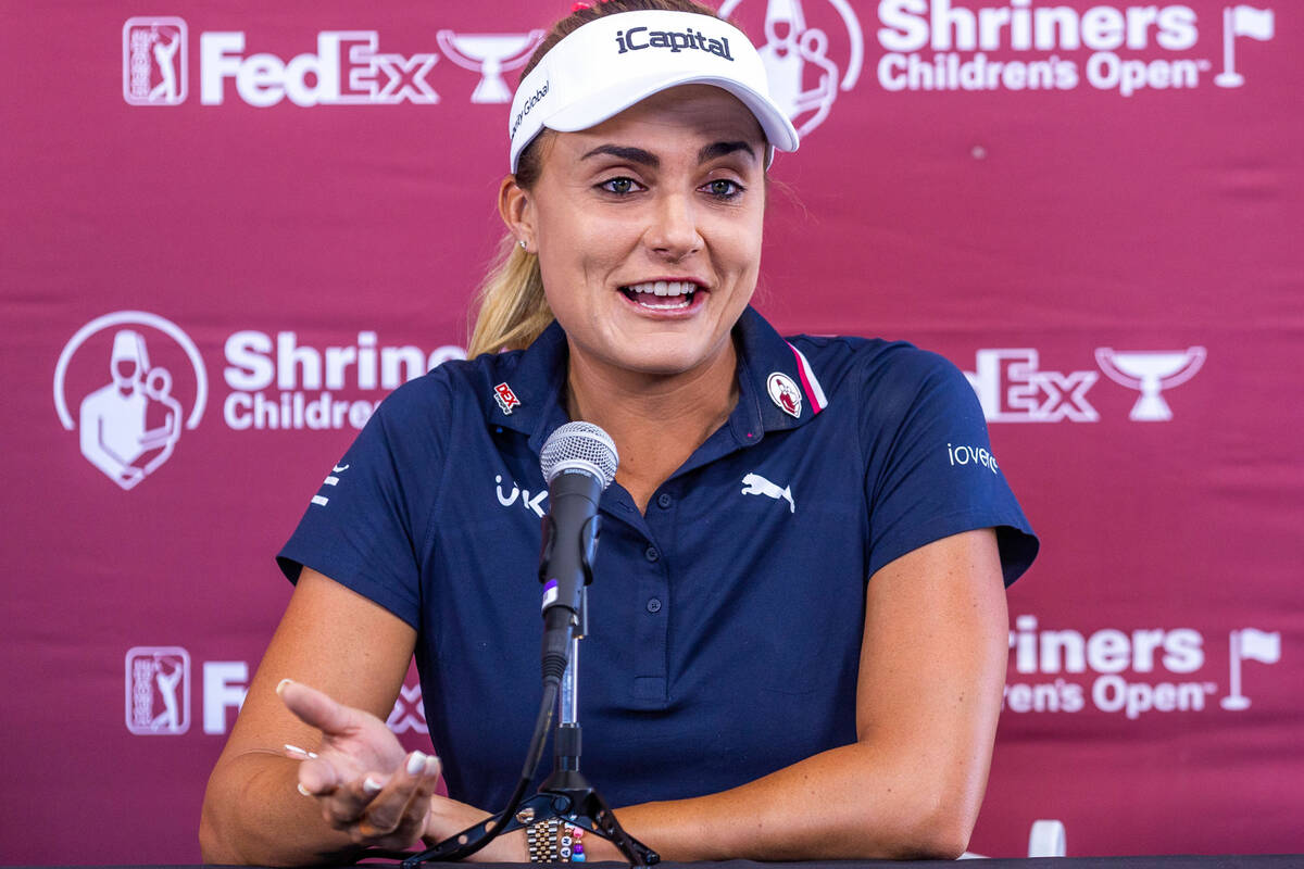 Lexi Thompson takes media questions as she will be the seventh woman to play in a PGA Tour even ...