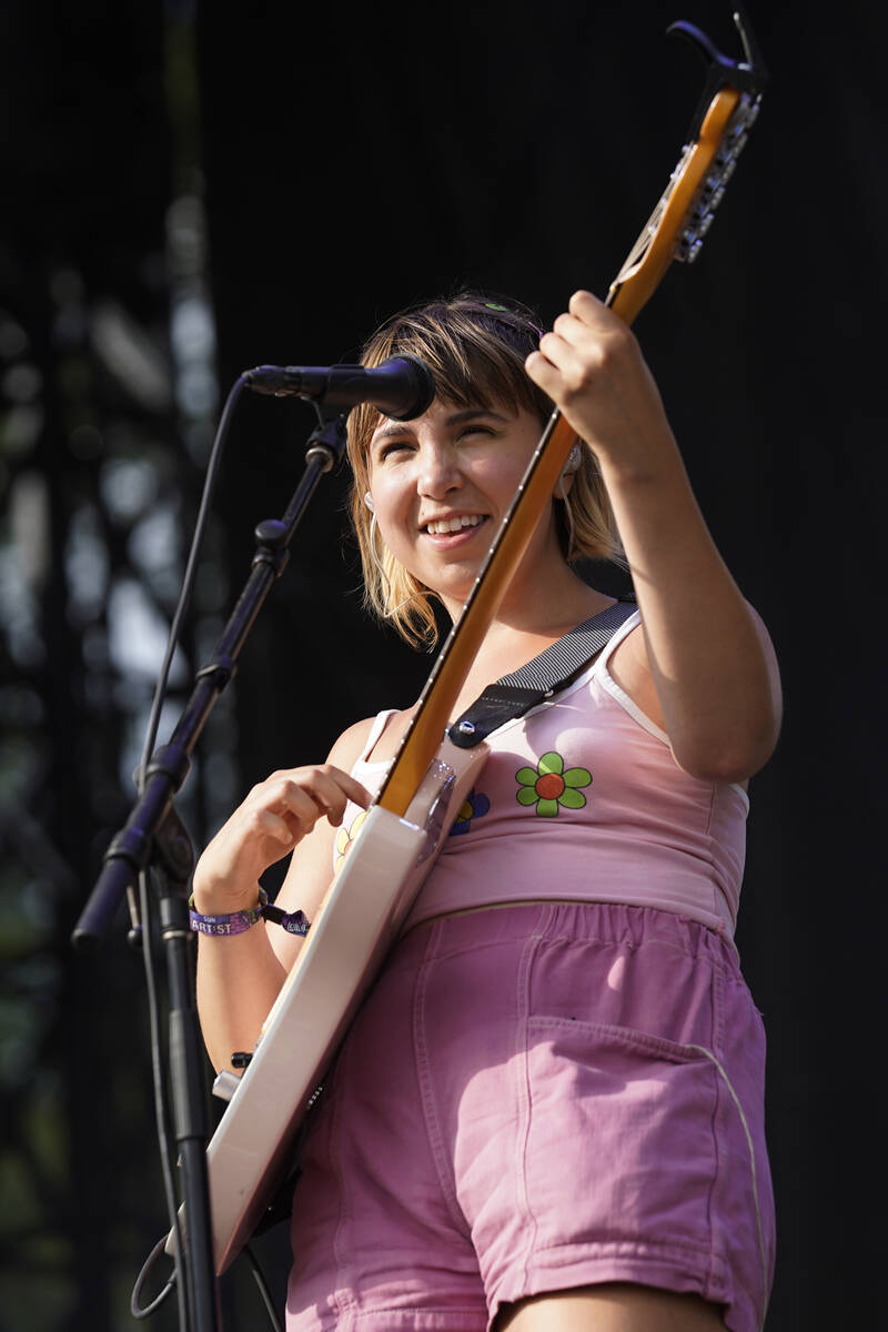 Lili Trifilio of Beach Bunny performs on Day 4of the Lollapalooza Music Festival on Sunday, Jul ...