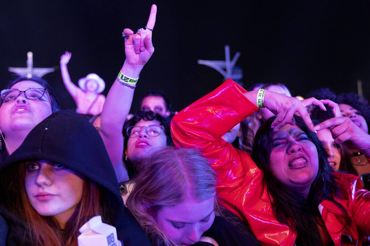 Fans listen to Avril Lavigne’s set during When We Were Young music festival at the Las V ...