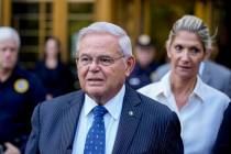 FILE - Sen. Bob Menendez and his wife, Nadine Menendez, leave federal court on Wednesday, Sept. ...