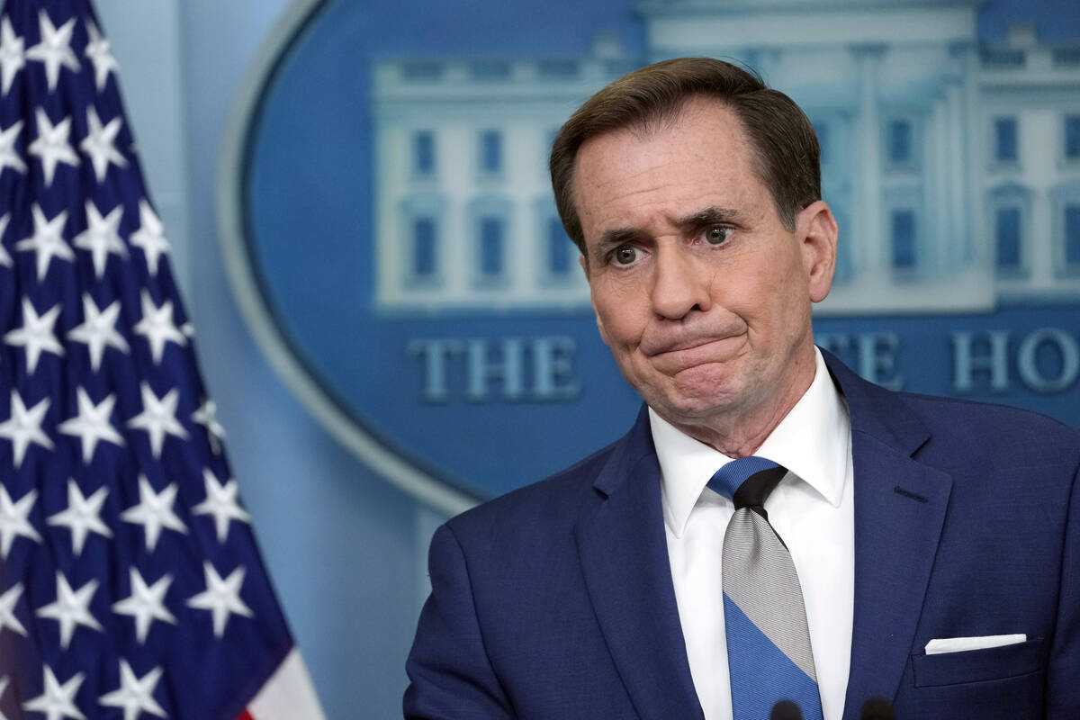 National Security Council spokesman John Kirby pauses as he is asked a question during the dail ...