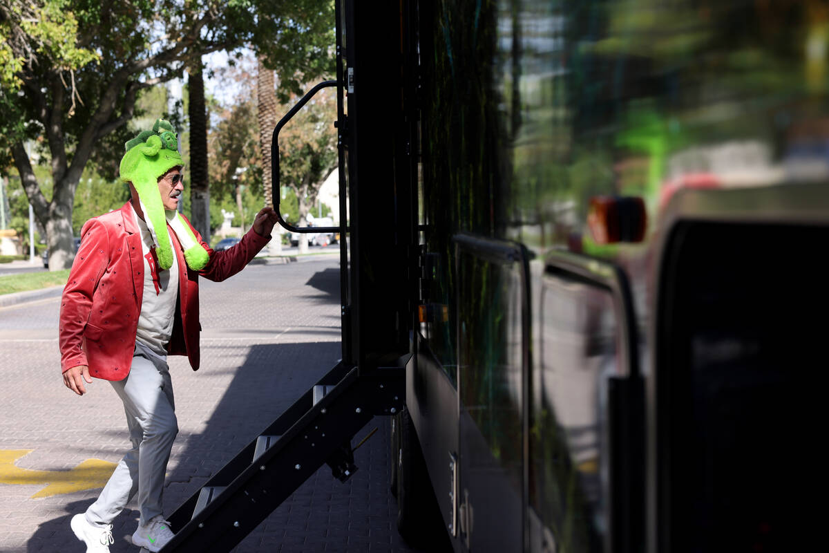 Members of Frooogs Camp arrive at the Westgate in Las Vegas after parade up the Strip to raise ...