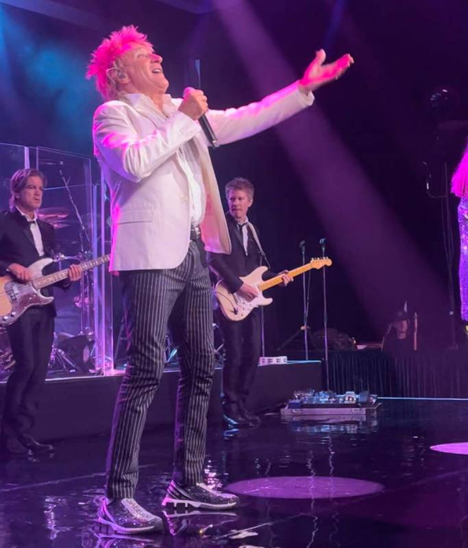 A video screen-grab of Rod Stewart is shown at Red Rock Resort during the 60th-birthday celebra ...