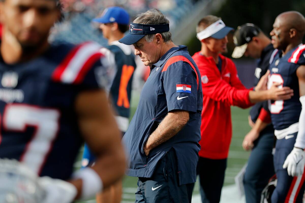 New England Patriots head coach Bill Belichick during the second half of an NFL football game a ...