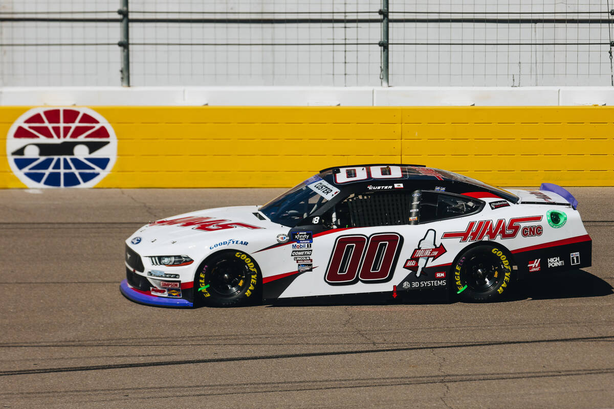 Cole Custer races his car during the NASCAR Xfinity Series race at the Las Vegas Motor Speedway ...