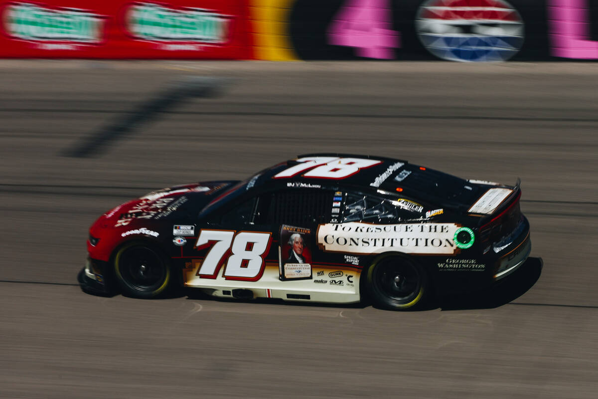 BJ McLeod speeds throughout the track during the South Point 400 at the Las Vegas Motor Speedwa ...