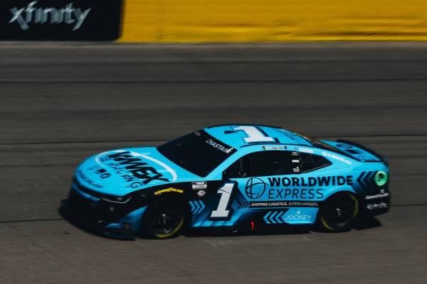 Ross Chasten speeds throughout the track during the South Point 400 at the Las Vegas Motor Spee ...