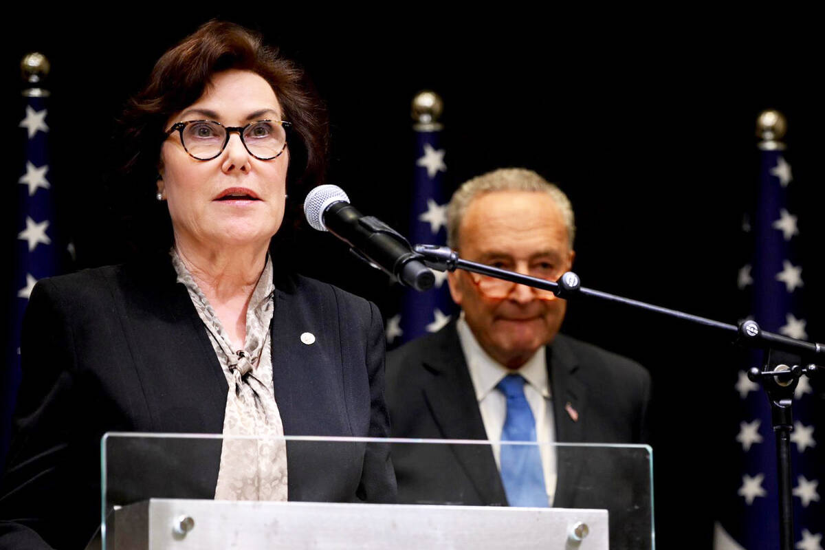 Sen. Jacky Rosen, D-Nev., speaks at a press conference in Tel Aviv on Sunday, Oct. 15, 2023. ( ...