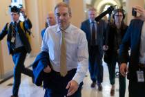 Rep. Jim Jordan, R-Ohio, chairman of the House Judiciary Committee, is followed by reporters as ...