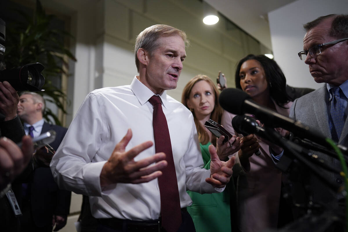 Rep. Jim Jordan, R-Ohio, chairman of the House Judiciary Committee, speaks with reporters follo ...