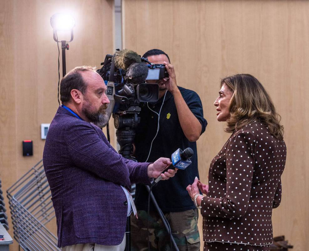 Shelley Berkley gives an interview during a forum at the East Las Vegas Library on Tuesday, Oct ...