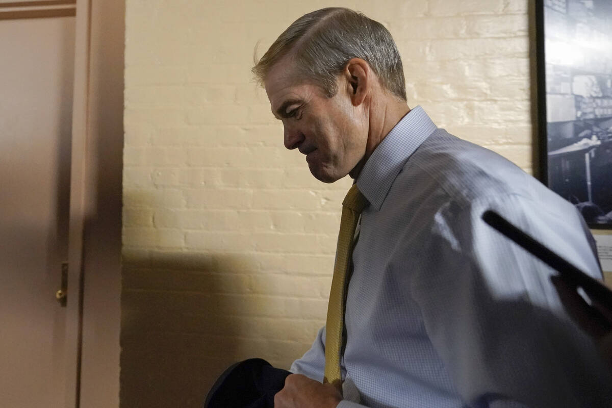 Rep. Jim Jordan, R-Ohio, chairman of the House Judiciary Committee, arrives for the Republican ...