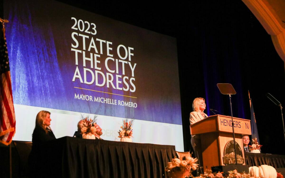 Henderson Mayor Michelle Romero addresses the City of Henderson at the State of the City on Thu ...