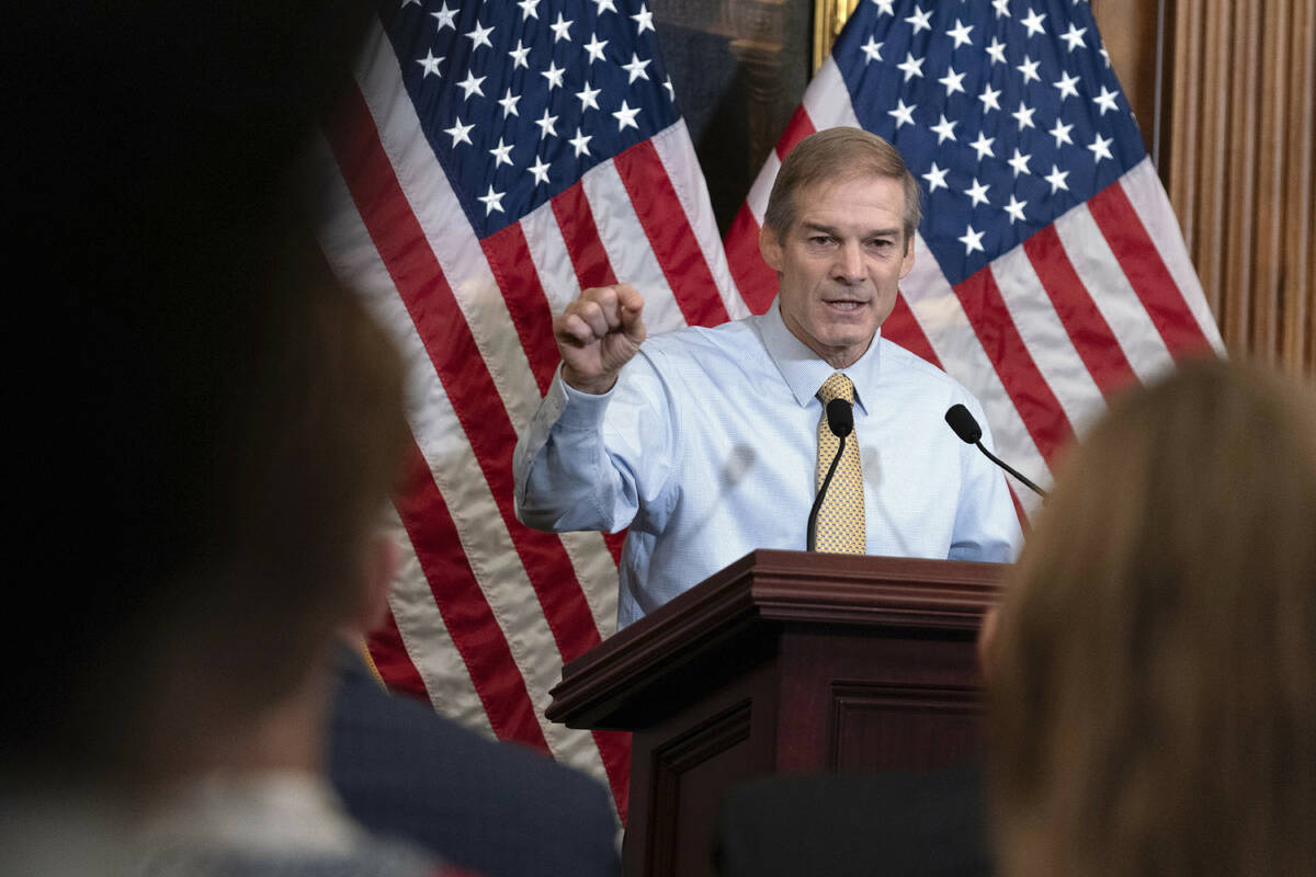 Rep. Jim Jordan, R-Ohio, House Judiciary chairman and staunch ally of Donald Trump, meets with ...