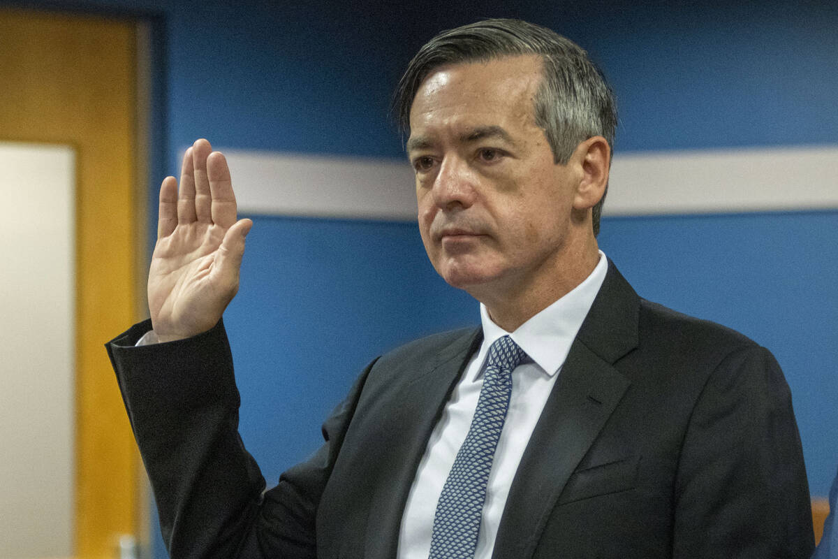 Lawyer Kenneth Chesebro is sworn in during a plea deal hearing, Friday, Oct. 20, 2023, at the F ...